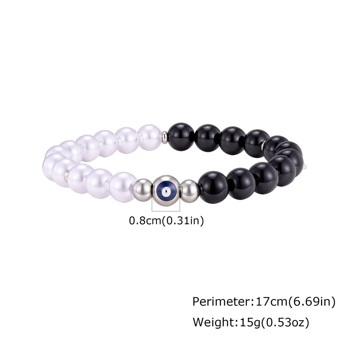 Devil's Eye Pearl Black Stainless Steel Bracelet for Men