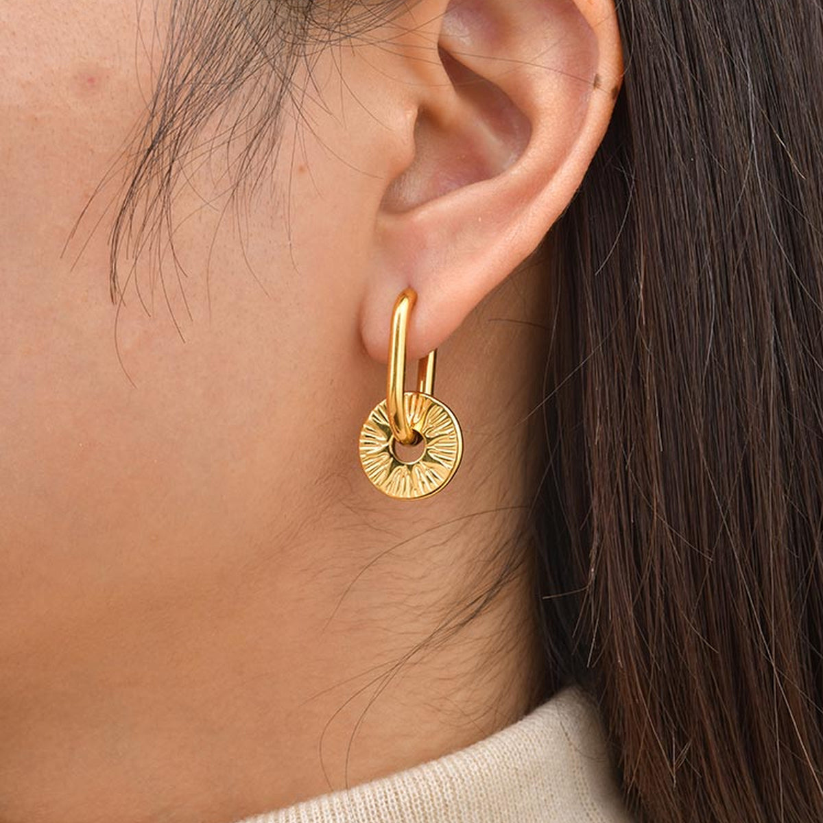 Stainless Steel Zircon Floral Earrings