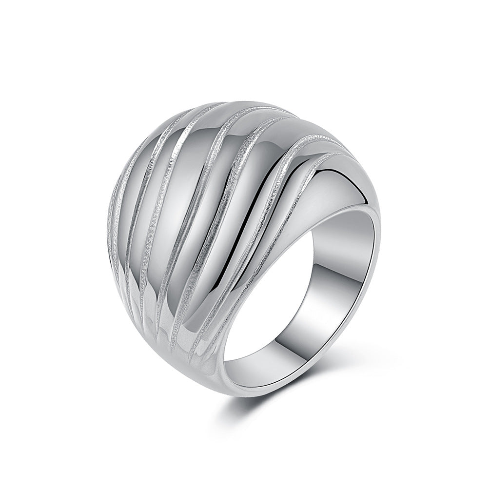 Planderful Titanium Steel Ring For Women With Exaggerated Large Smooth Surface Versatile Fashion Jewelry