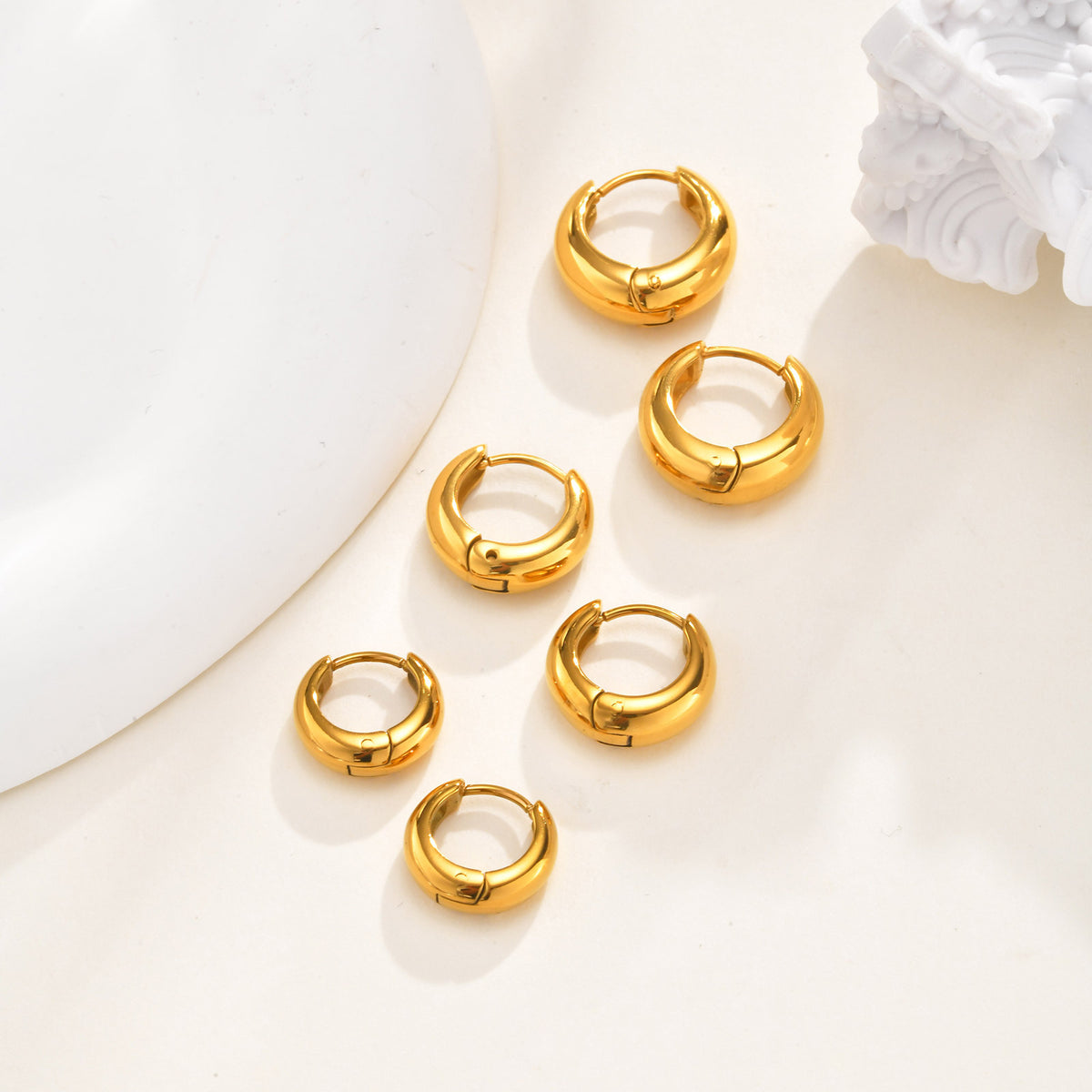 Gold-Tone Earrings — Three Sizes