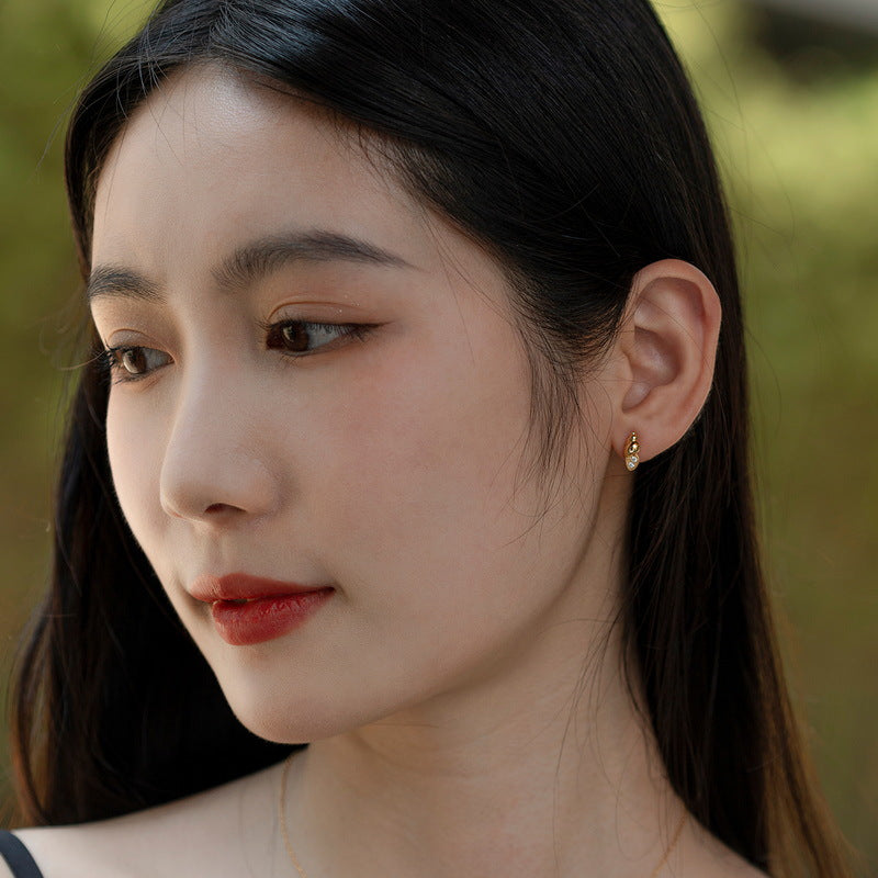 Conch Zircon Sterling Silver Stud Earrings