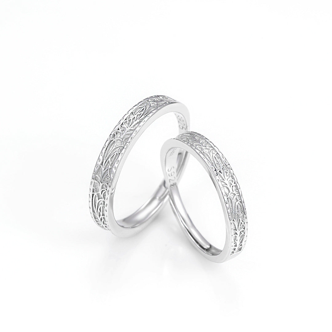 S925 Sterling Silver Contemporary Couple Ring — Adjustable