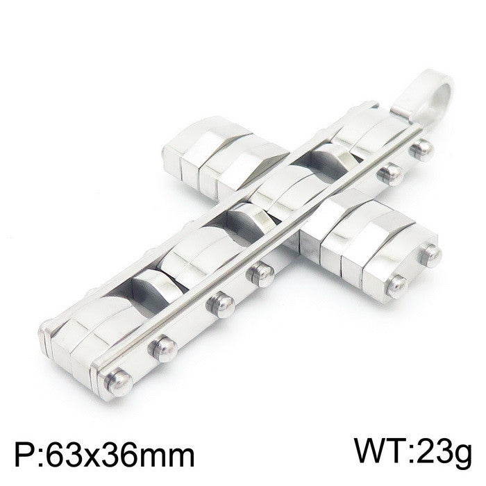 Hip-Hop Men's Personalized Irregular Cross Pendant Necklace in Stainless Steel and Titanium