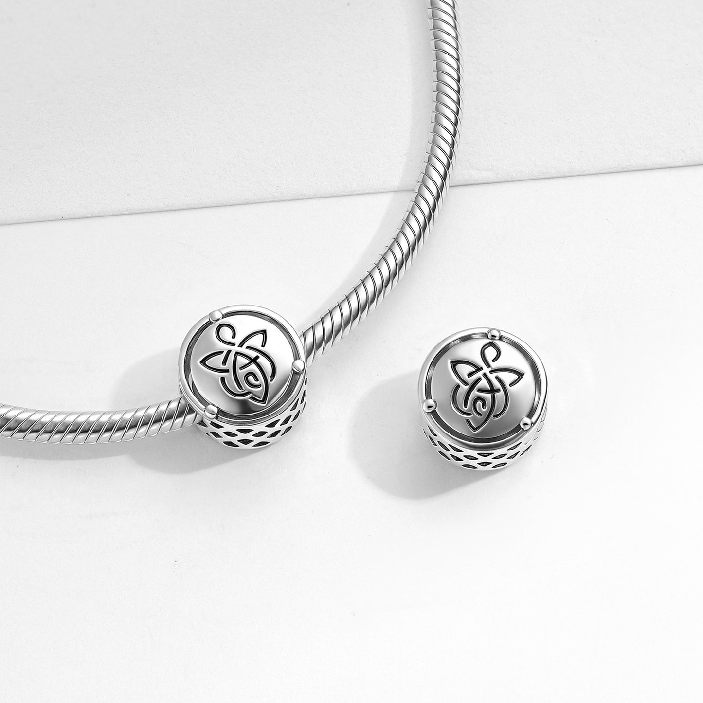Planderful Jewelry Sterling Silver Beaded Pendant Bracelet Celtic Knot S925 Everyday Elegance
