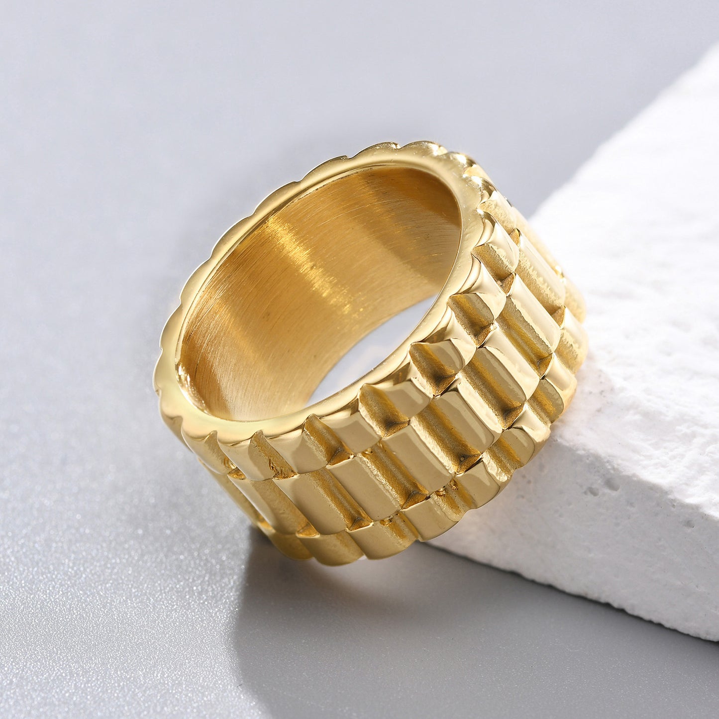 Ring Stainless Steel Strap Ring Gold Feminine Wide Index Finger