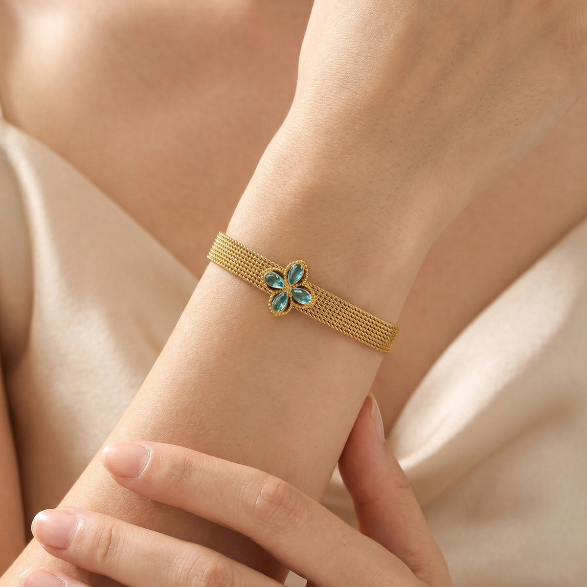 Arrivals And Four-Leaf Clover Stainless Steel Bracelet