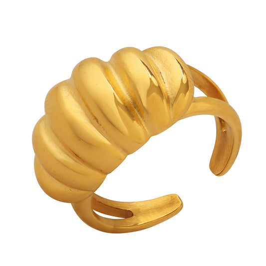 Niche Metal Horn Ring with Thread Creative Design