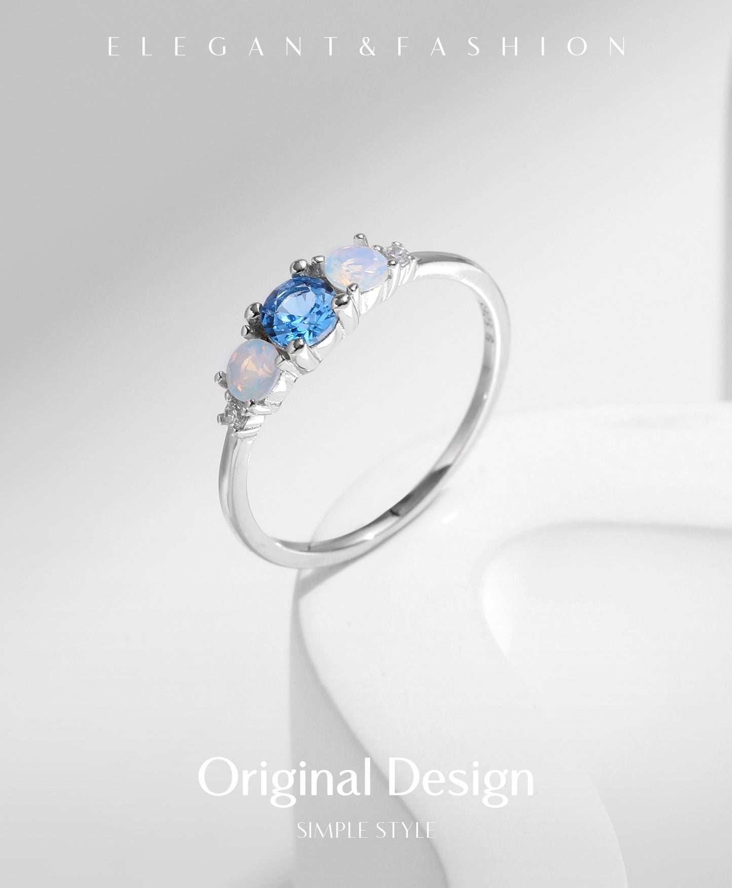 Planderful Gala Fireworks Ring – Elegant Geometric Design with Opal and Zircon
