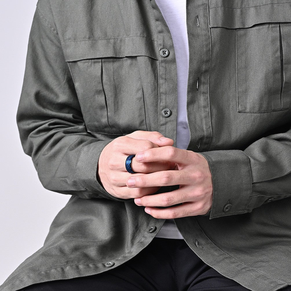 New Rhombus Line Matte Hipster Titanium Steel Ring for Men