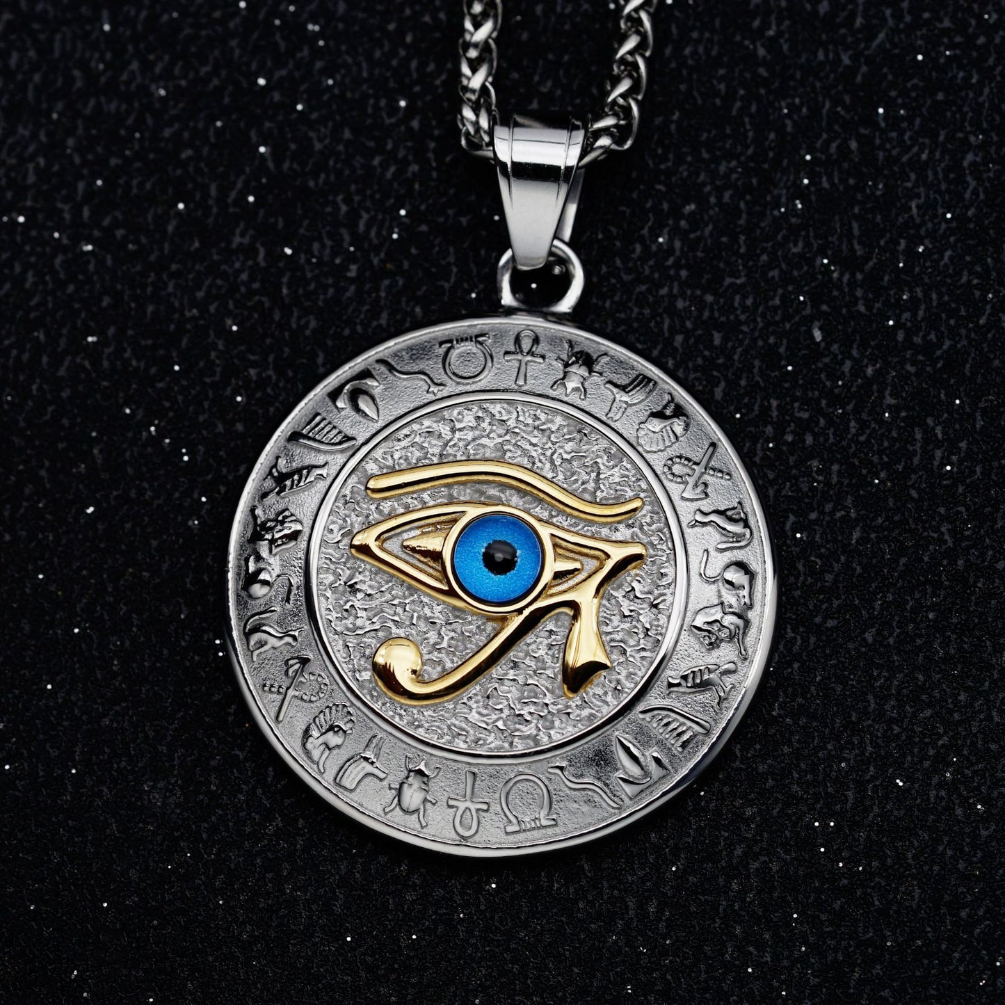 Steel Necklace – Statement Eye Of Horus Pendant In Egyptian Inspired Design By Planderful