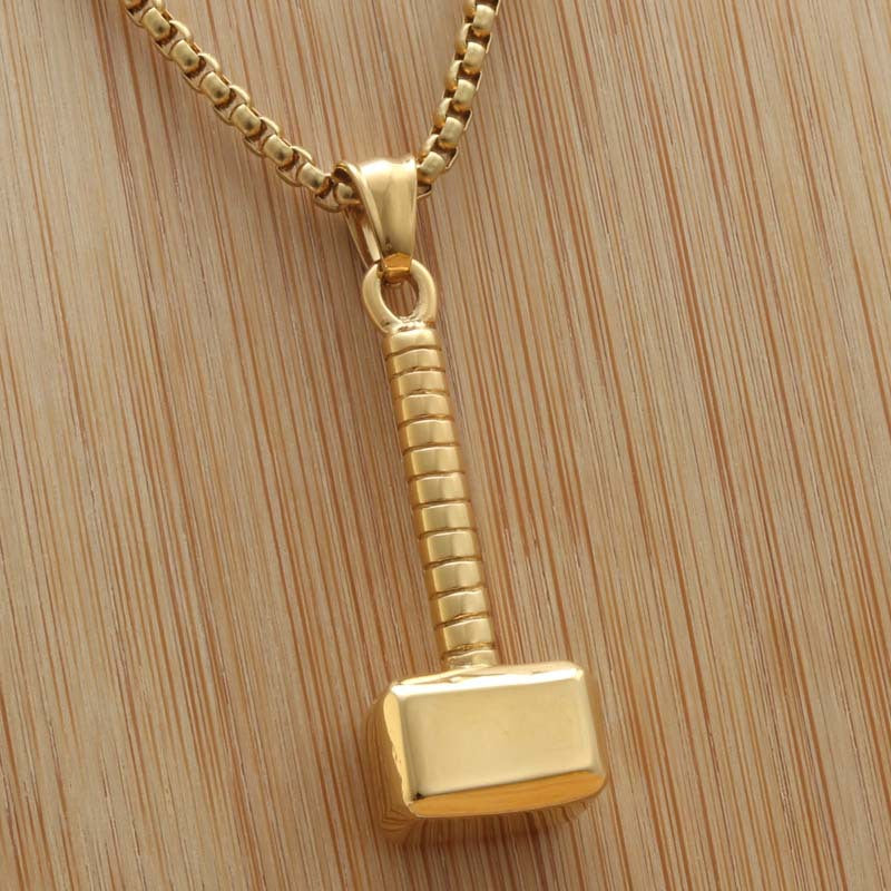 Titanium Steel Punk Hammer Pendant Necklace for Men - Retro Trendy Domineering Design