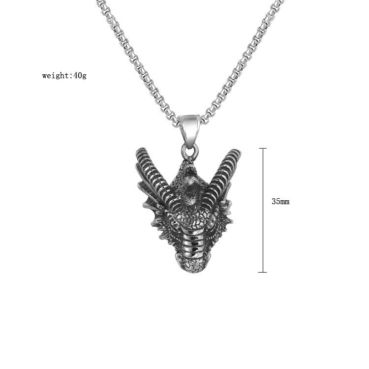 Planderful Dragon Head Pendant Steel For Men Unisex Personalized Protection Statement Jewelry