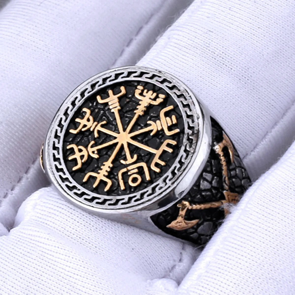 Planderful Mens Titanium Steel Viking Axe Ring Personalized Vintage Nordic Jewelry