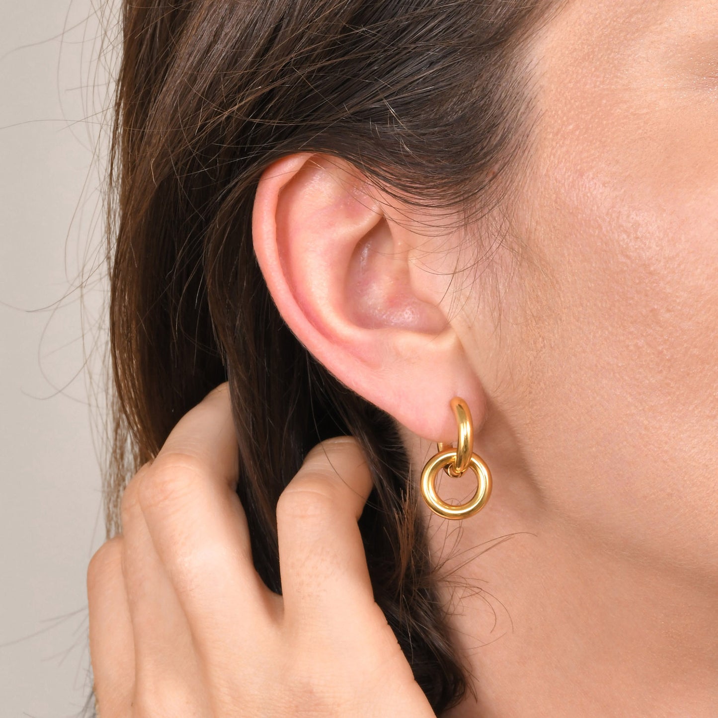 Cross-Border Accessories Stainless Steel Double-Ring Earrings