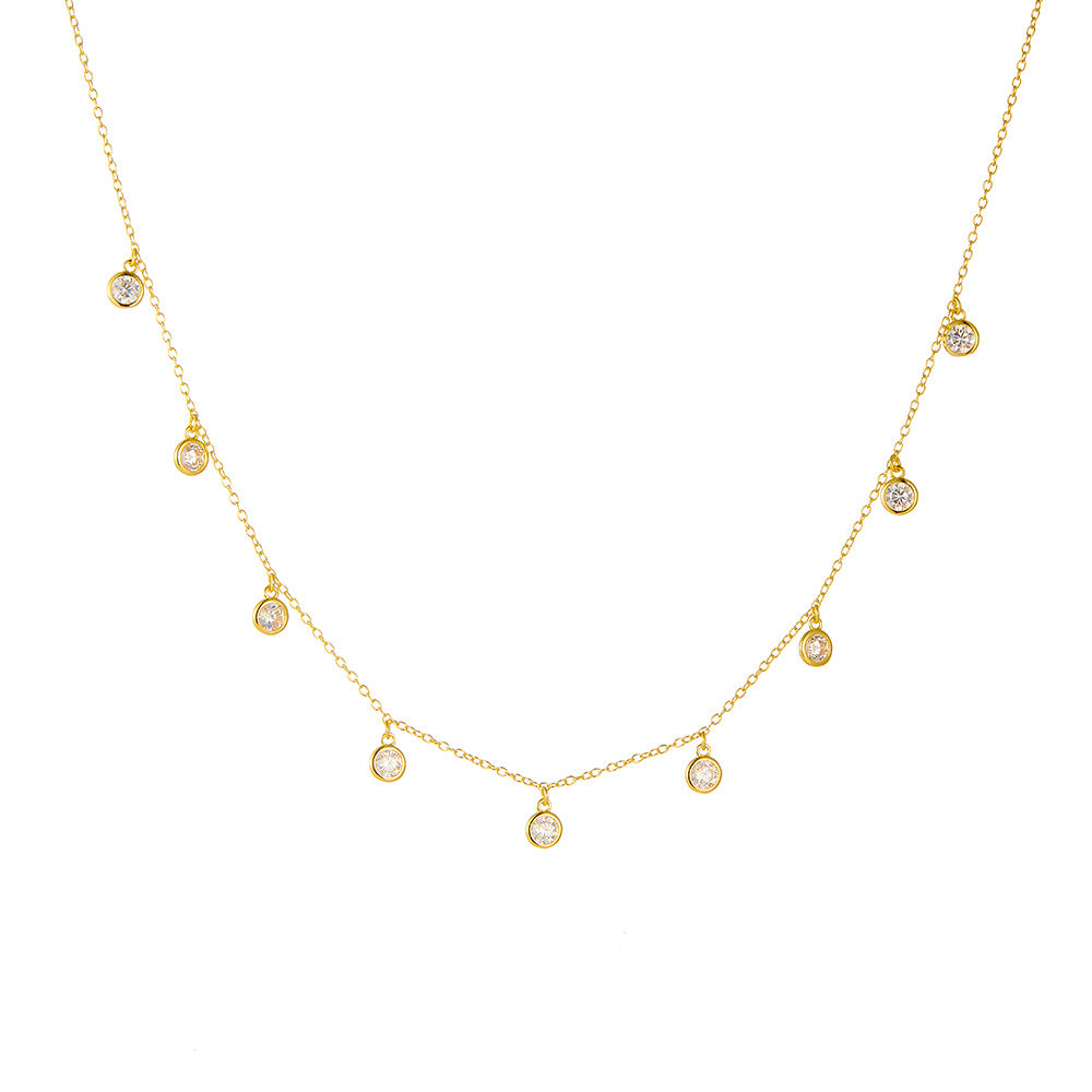 925 Sterling Silver Gypsy Star Polka Dot Zircon Pendant Necklace Personalized Small Zircon