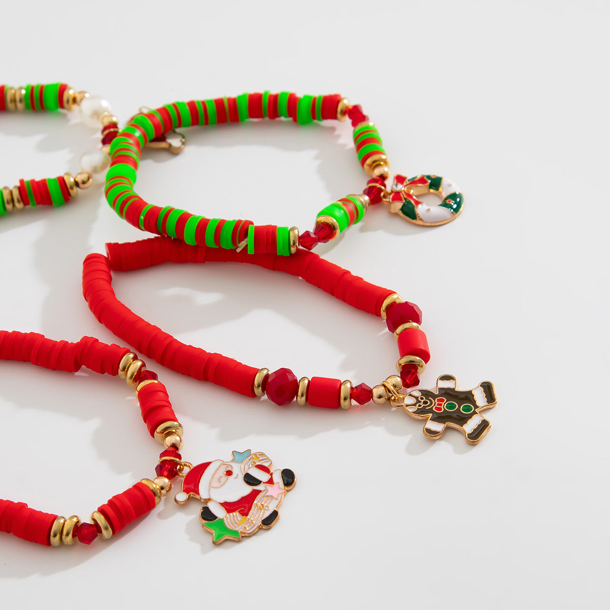 Planderful Vienna Verve Christmas Elk Pottery Bracelet For Holiday Gifts Elastic Letter Jewelry Set