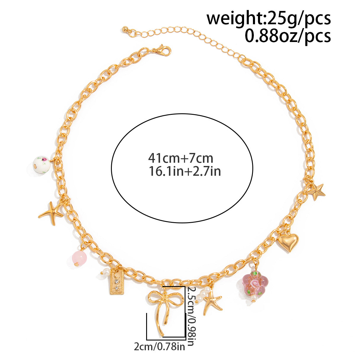 Heart, Star, Butterfly & Bow Charm Necklace