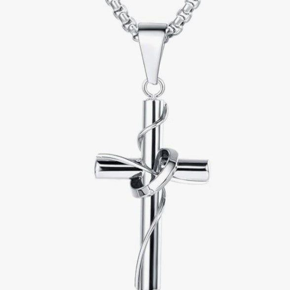 1. Planderful Stainless Steel Cross Pendant Necklace Unisex Korean Jewelry Hip Hop Style Gift