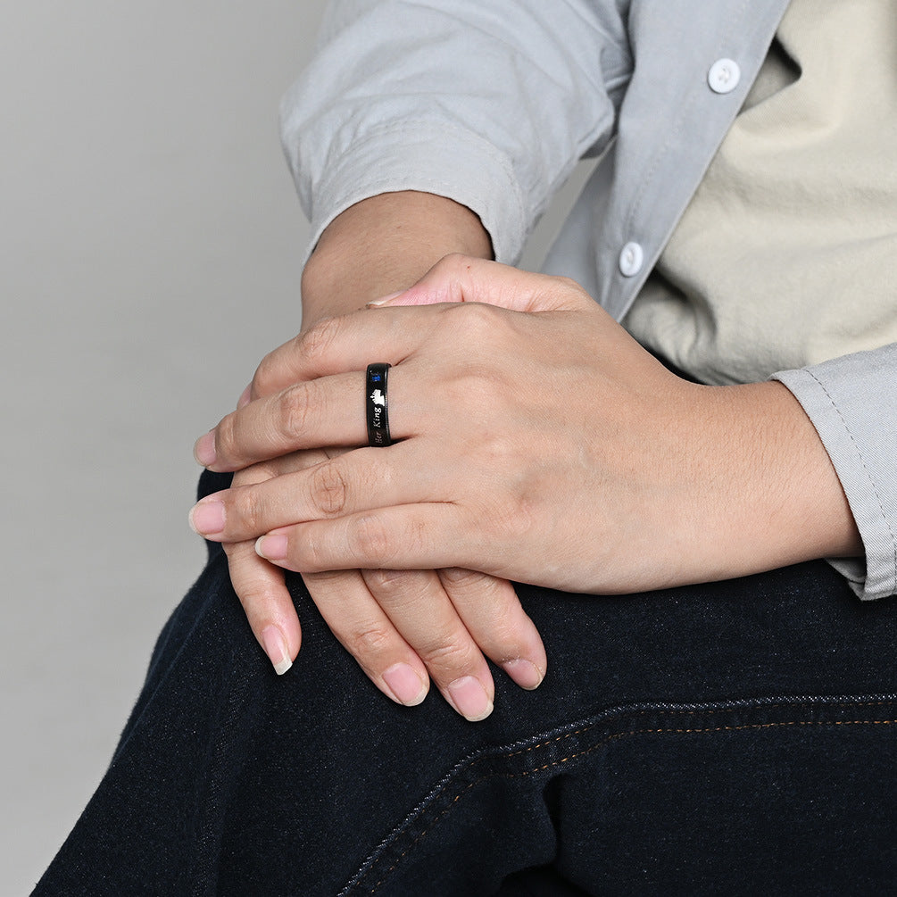 Planderful Titanium Steel Couple Ring For Kings And Queens Fade Resistant High End Wedding Band