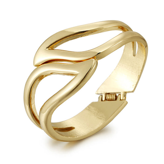 Golden Greek Inspired Bracelet with Unique Zinc Alloy Clasp - Trendy Fashion Statement Piece