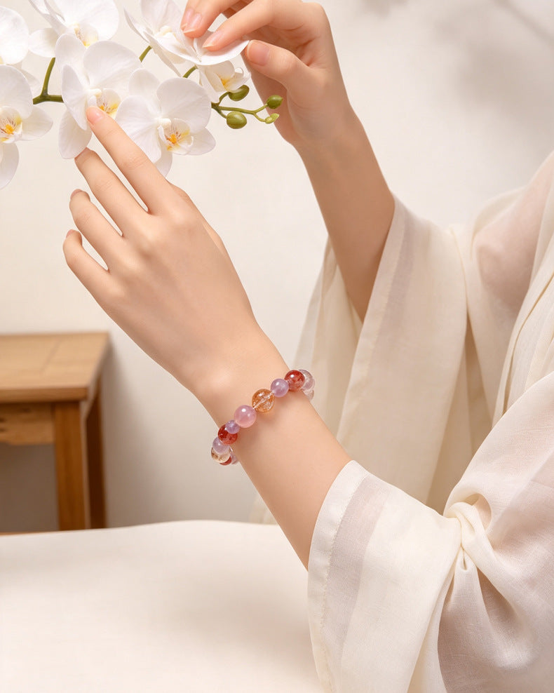 Amethyst Rose Quartz Crystal Horse Bracelet
