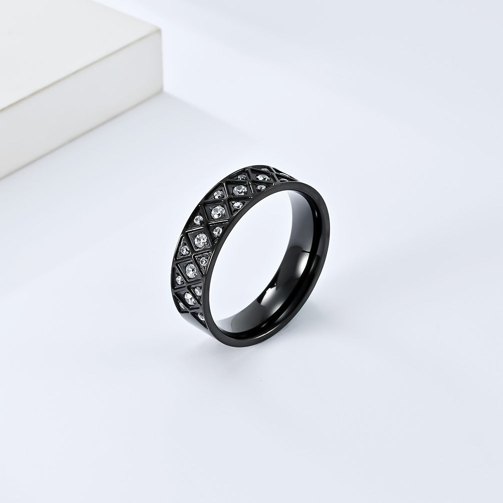 Cross-Border European and American Titanium Steel Zircon Ring