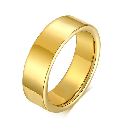 Tungsten Steel Glossy Ring Gold 2mm 4mm 6mm 8mm Plain Ring