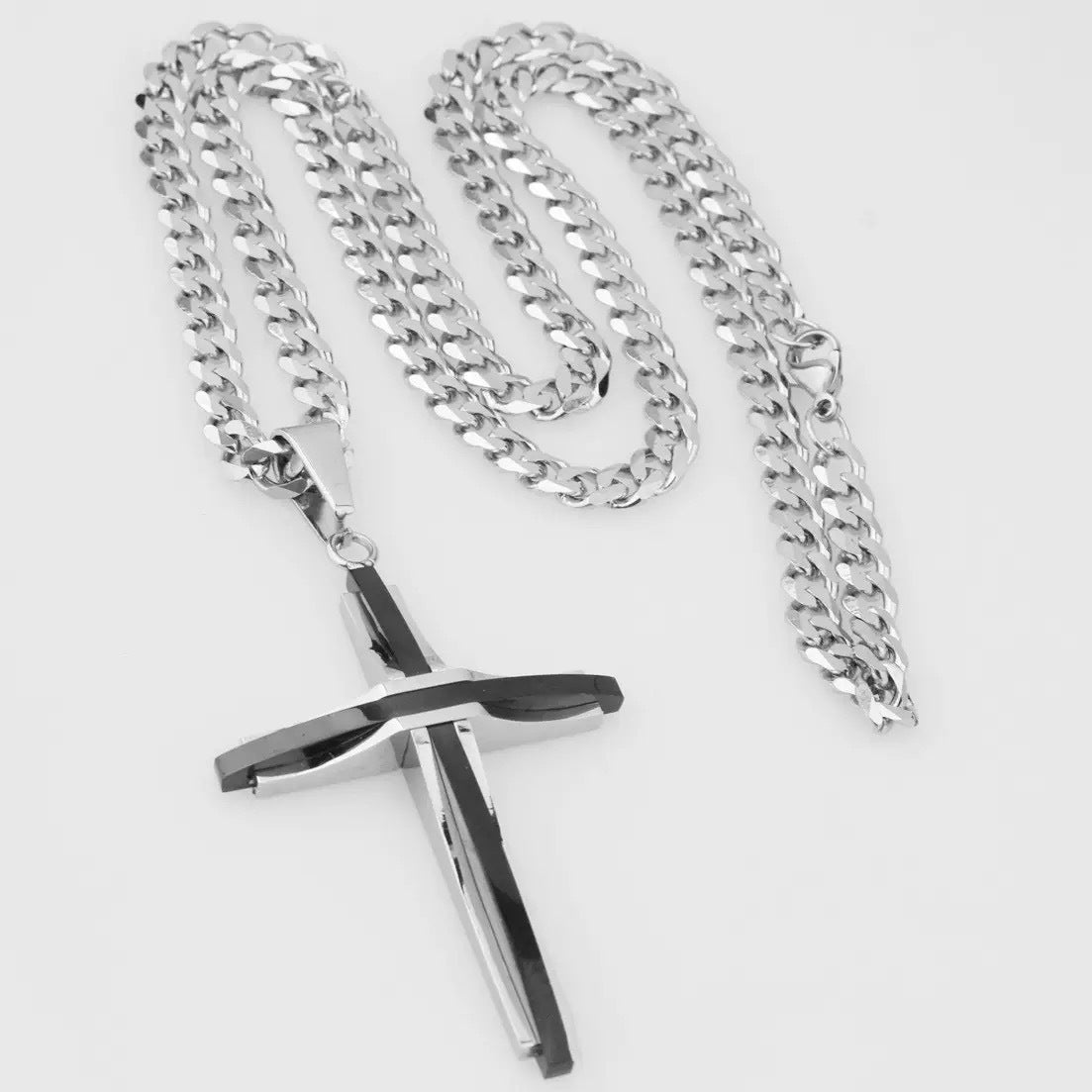 Planderful Cross Necklace Unisex Stainless Steel Minimalist Pendant For Men And Women Gift