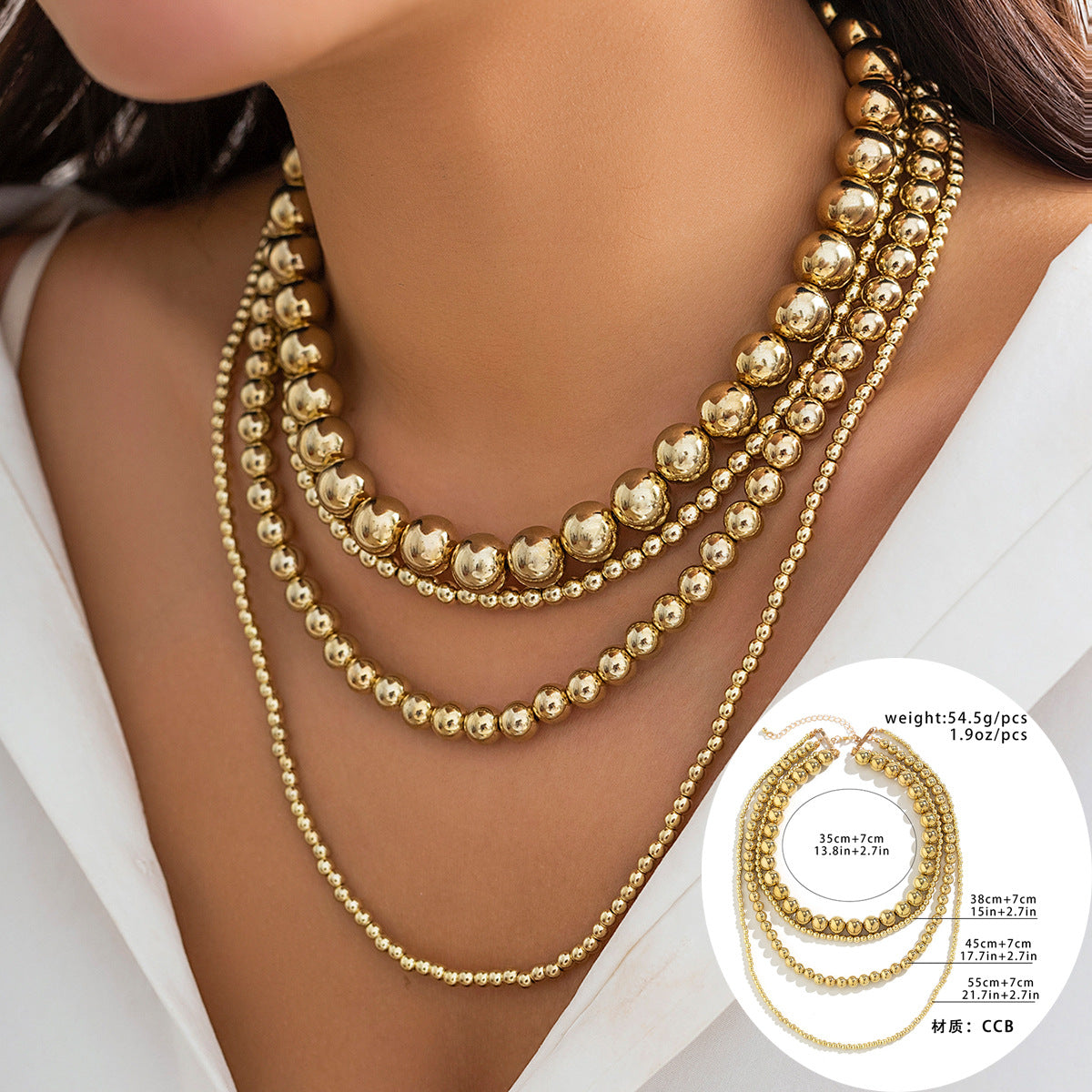 Exaggerated Cross-border Cyber Wind Multi-Layer Necklace with Detachable Love-Shaped Pendant