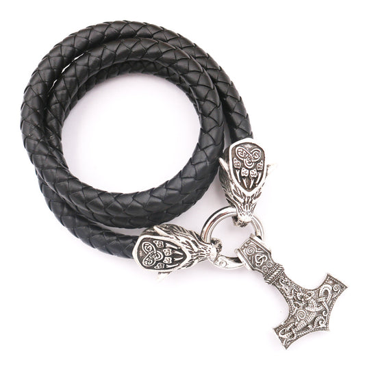 Viking Odin Thor Hammer Nordic Legacy Men's Silver Necklace - Handcrafted Metal Jewelry