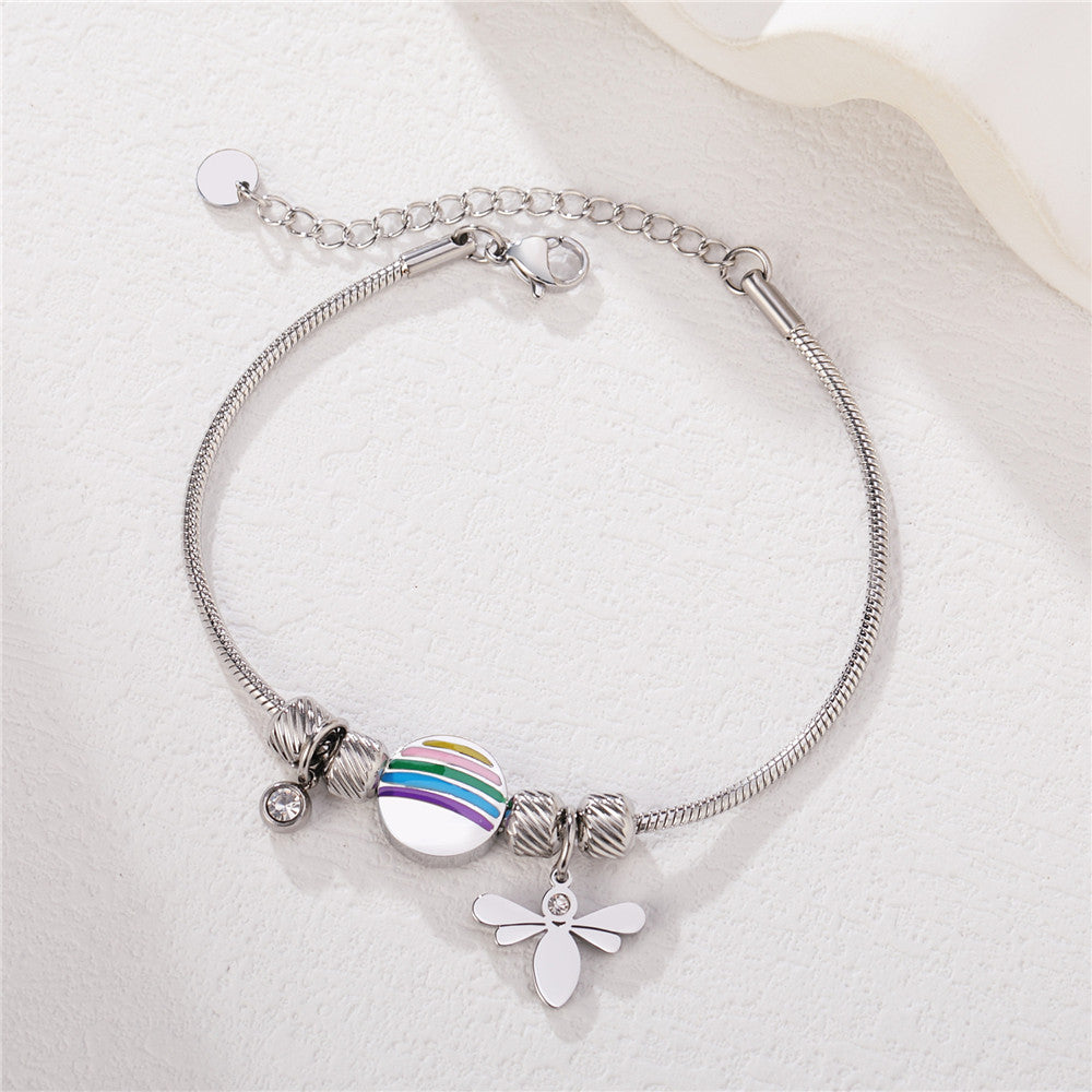 Bee Lady Titanium Steel Beaded Bracelet Statement Accessory From Planderful Everyday Genie For Fashion Forward Women