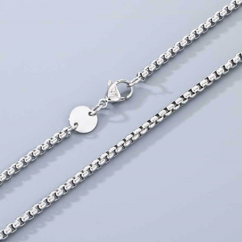 Commuter Versatile Stainless Steel Square Pearl Necklace Plain Chain Men's And Women's'S Factory