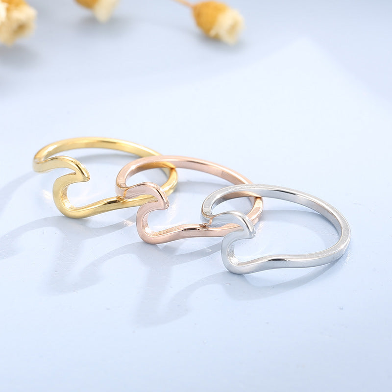 Minimalist Wind Wave V-Shaped Titanium Steel Ring, Niche Design Ring, Men's And Women'S