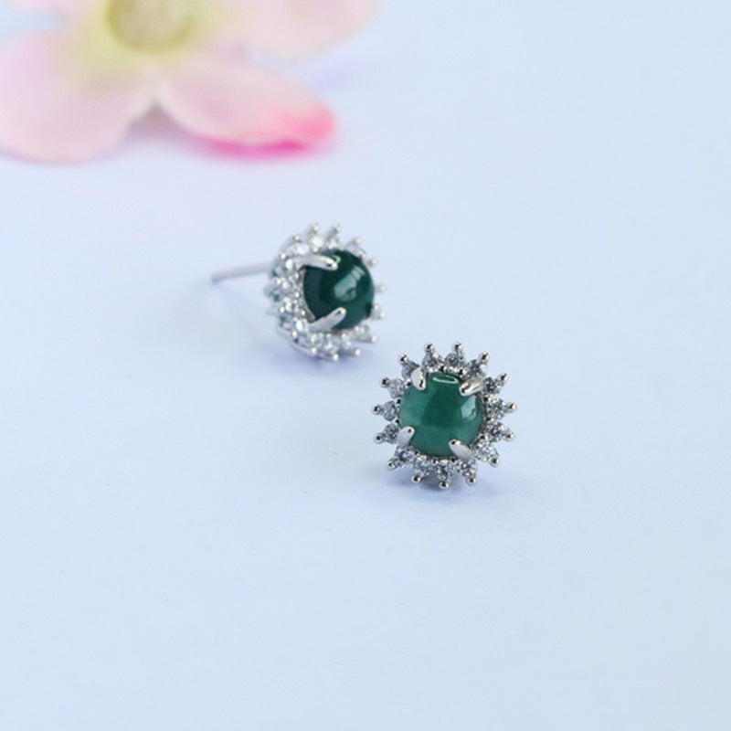 Blue-Water Jadeite Starlight Stud Earrings