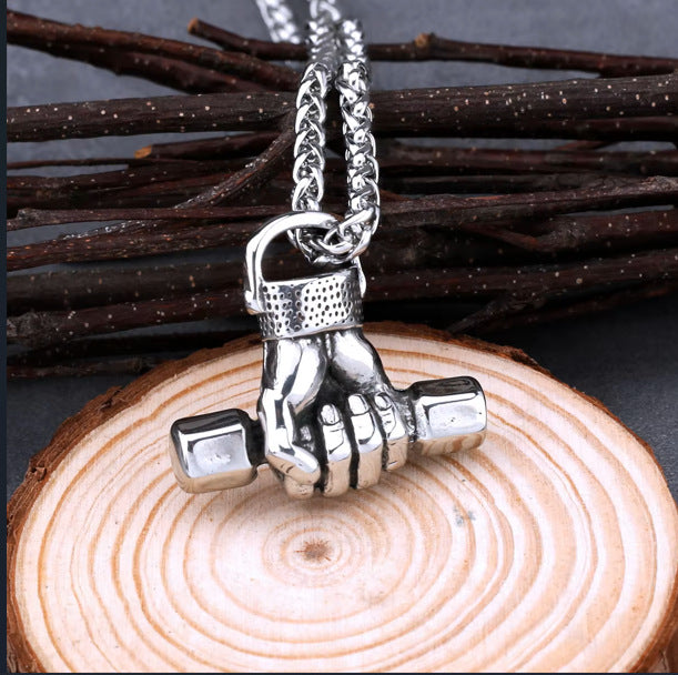 1. Planderful Everyday Genie Titanium Barbell Pendant Necklace For Men And Women Stainless Steel Gift