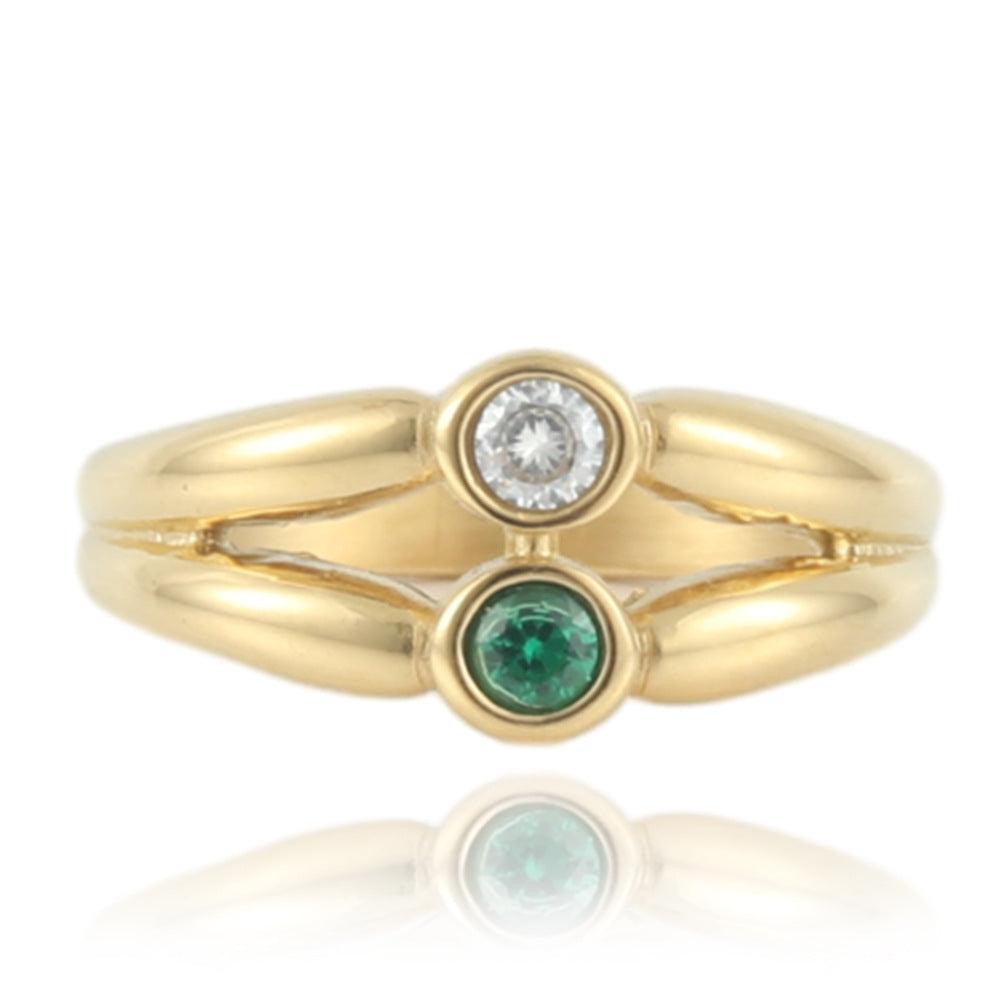 Multi-Layer Hollow Inlaid Gemstone Titanium Steel Ring for Couples - Unisex Fashion Accessory in Europe and America Style