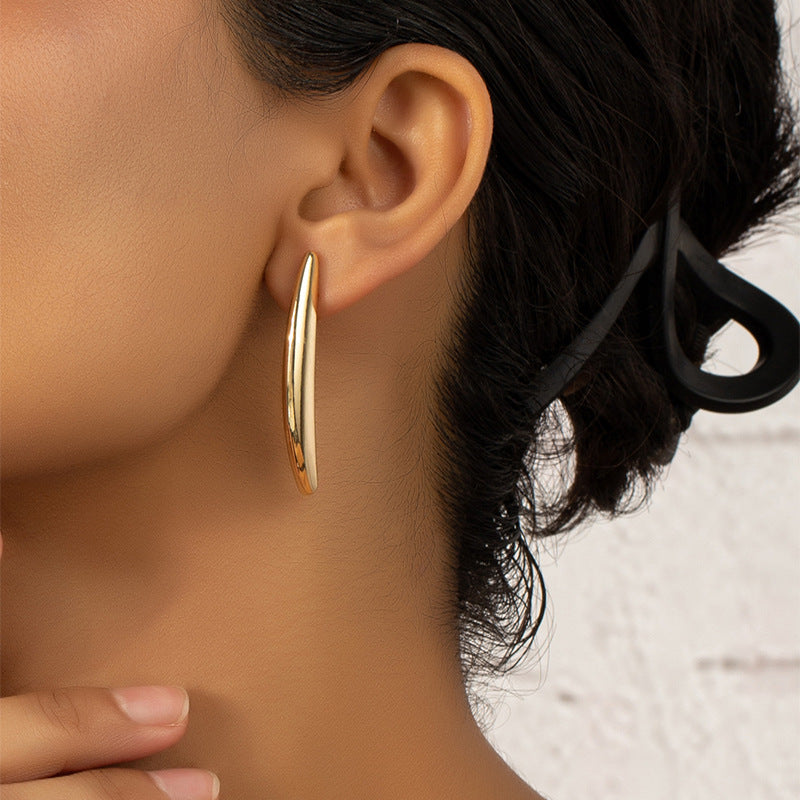 Golden Curve Water Drop Earrings - Vienna Verve Collection