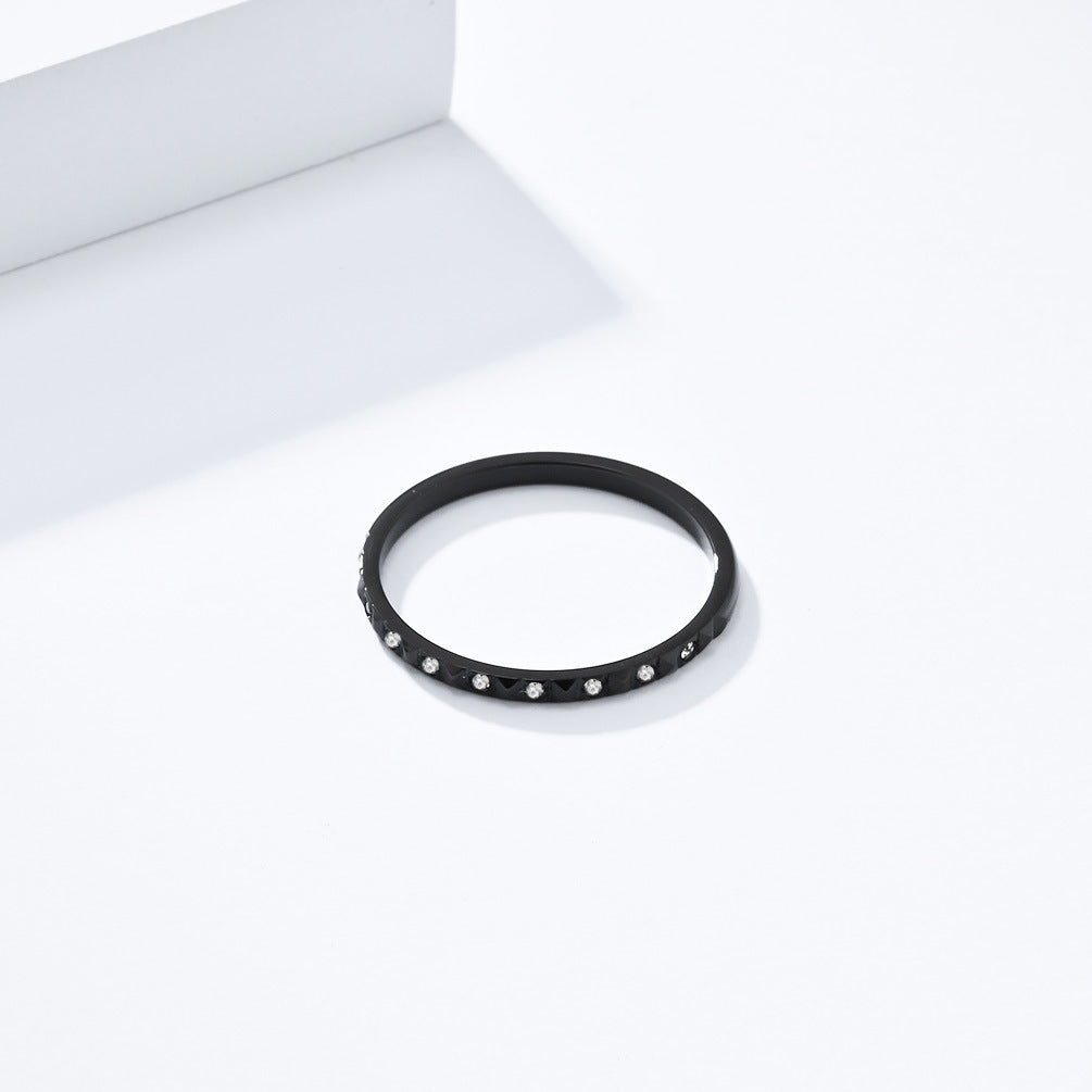 Planderful Zircon Tail Ring Titanium Steel Stacked Ring For Everyday Elegant Women