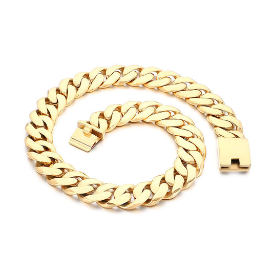 Planderful Everyday Genie Cuban Chain Mens Necklace Titanium