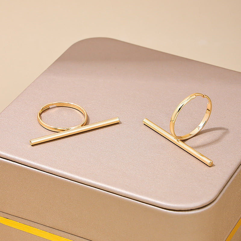 European & American Fashion Metal Geometric Lines Ring Set for Women - Vienna Verve Collection