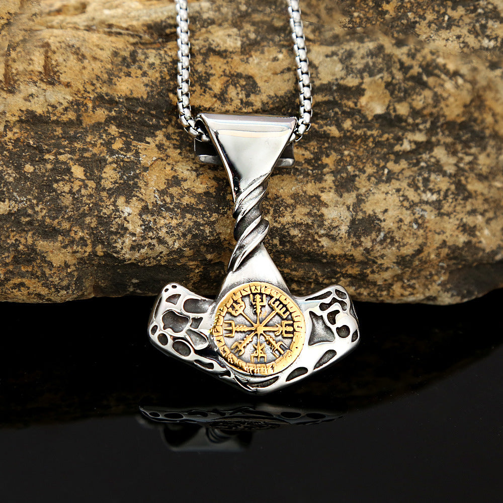 AliExpress Hot Sale Titanium Steel Compass Rune Necklace