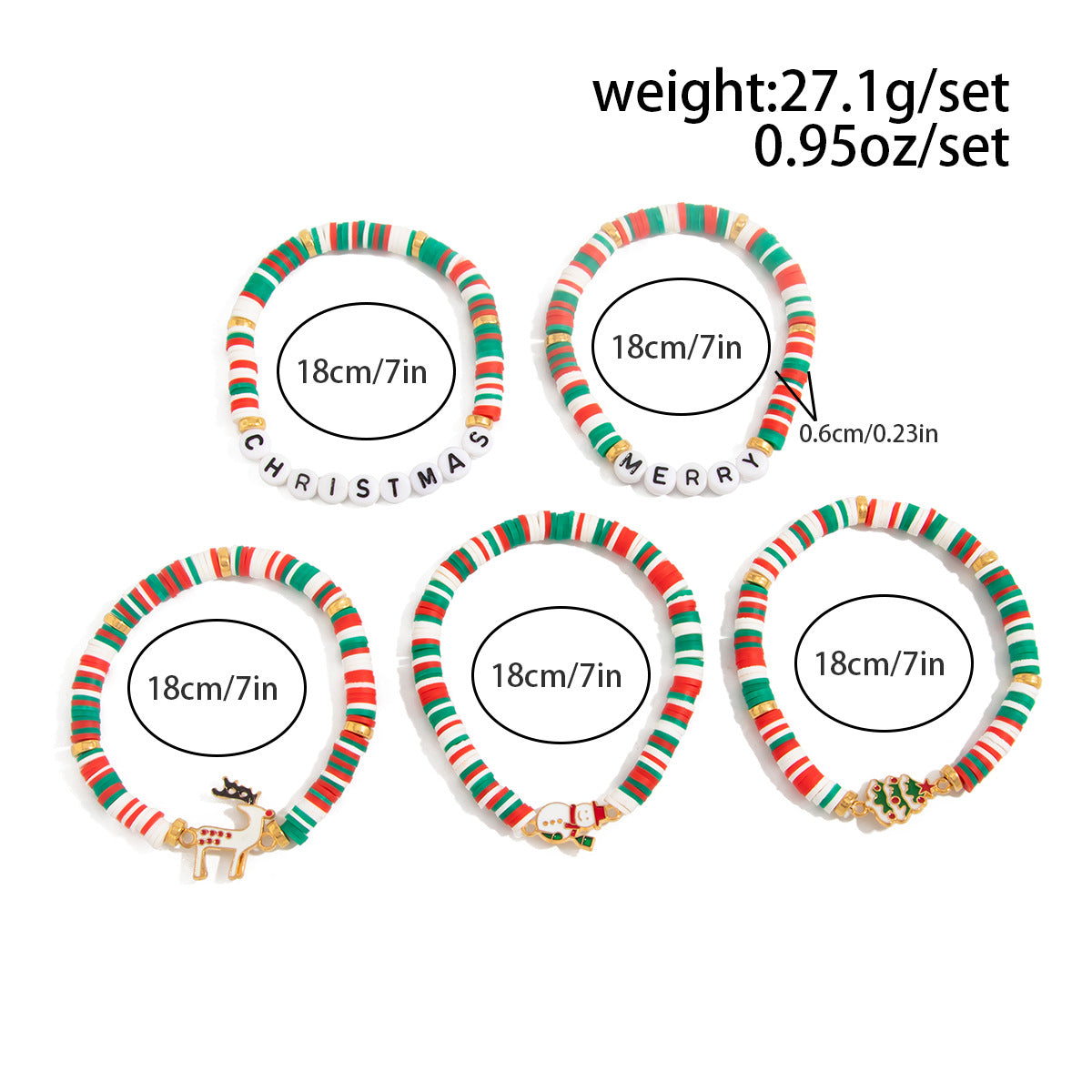 Santa Claus Beaded Bracelet Set With Stacked Letter Beads By Planderful Collection Festive Jewelry For Holiday Shoppers