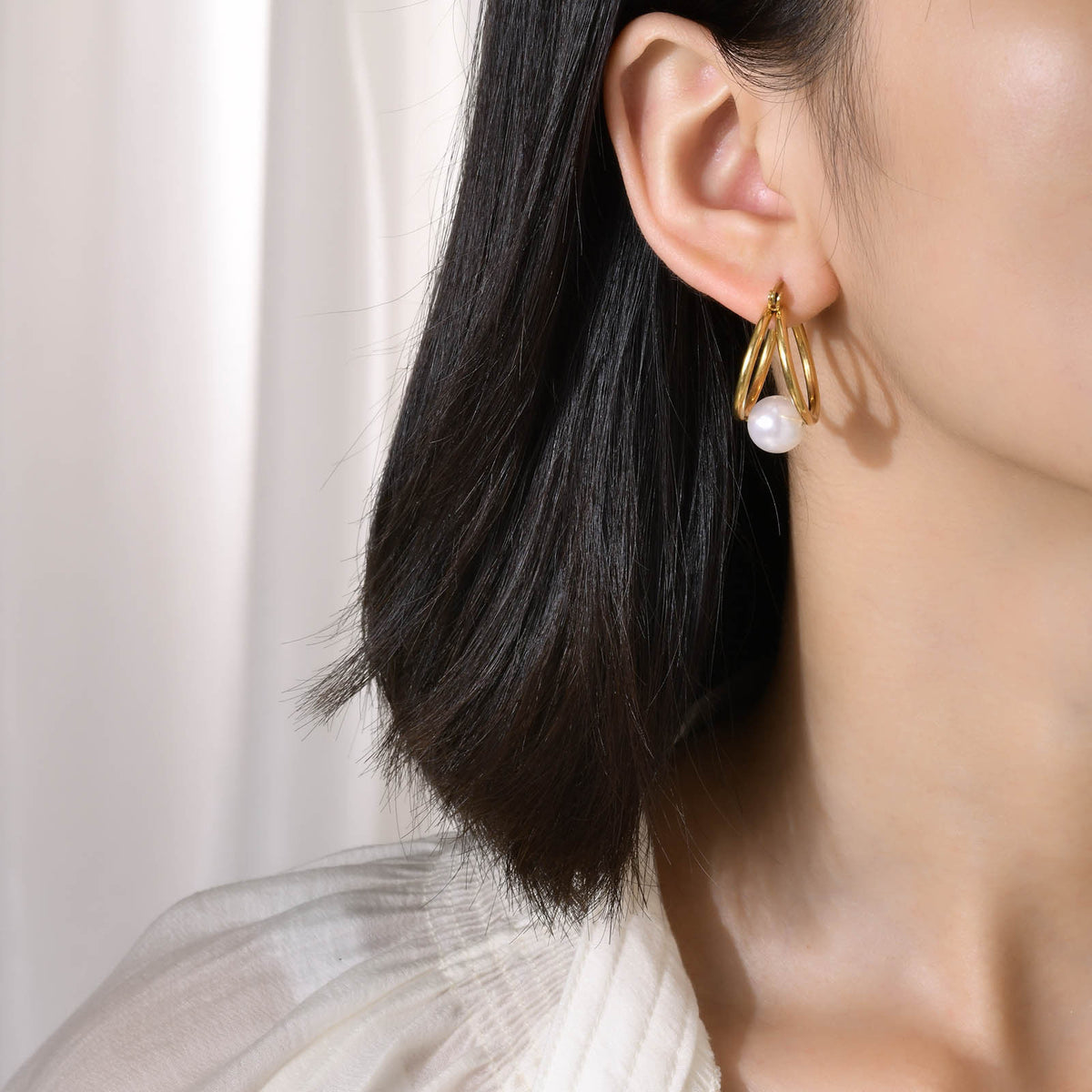 Stainless Steel Pearl Earrings
