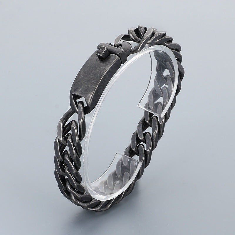 Titanium Steel – Punk 12mm Double Woven Four-Sided Grinding Cuban Chain Men's Stainless Bracelet