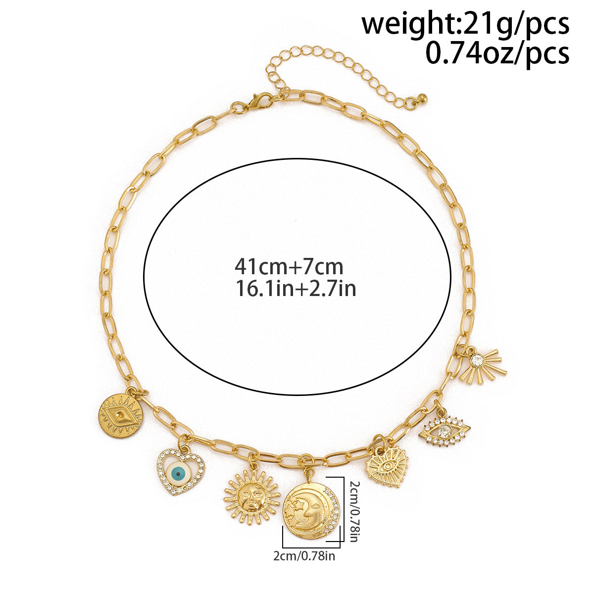 Multi-Eye Heart Fringe Necklace