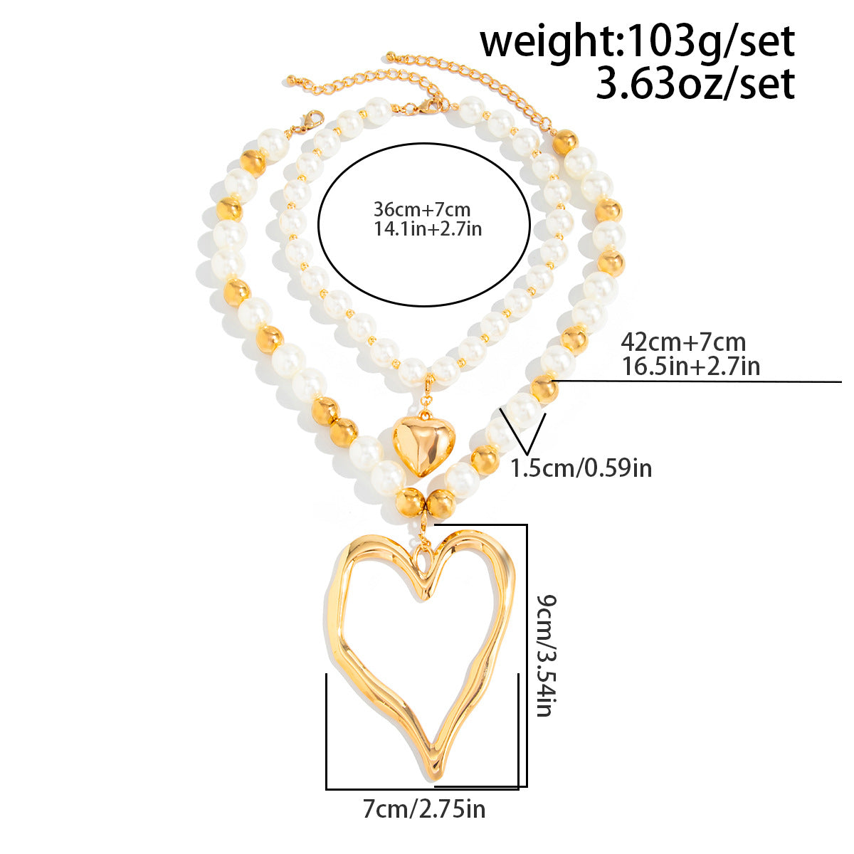 Lava Heart Pearl Bead Necklace Collection