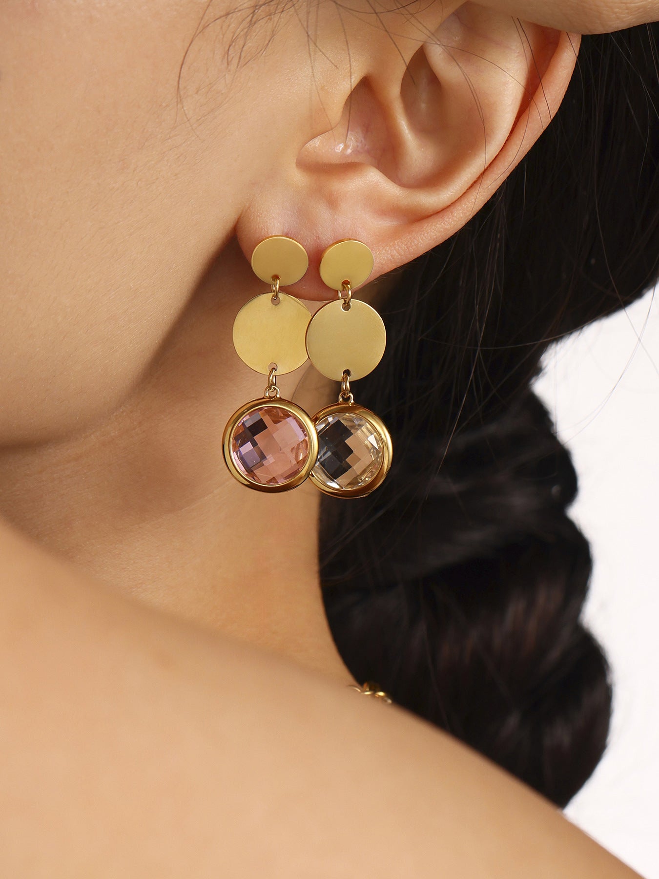 Planderful Genie Fringed Glass Disc Earrings Women