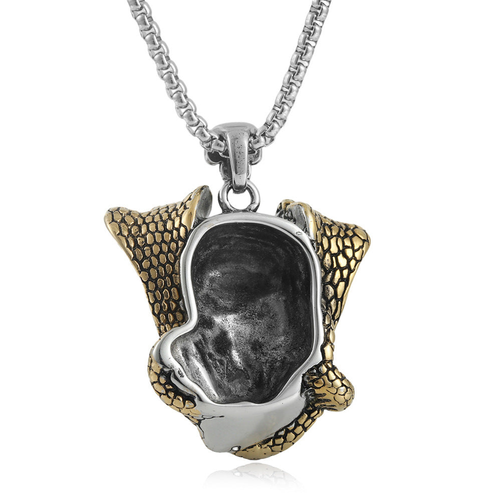 European And American Stainless Steel Skull Pendant Cobra Necklace