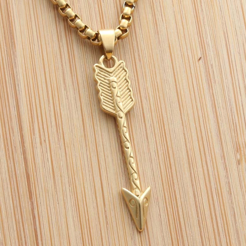 Punk Style Titanium Steel Feather Arrow Pendant Necklace for Men - Retro Trendy Design