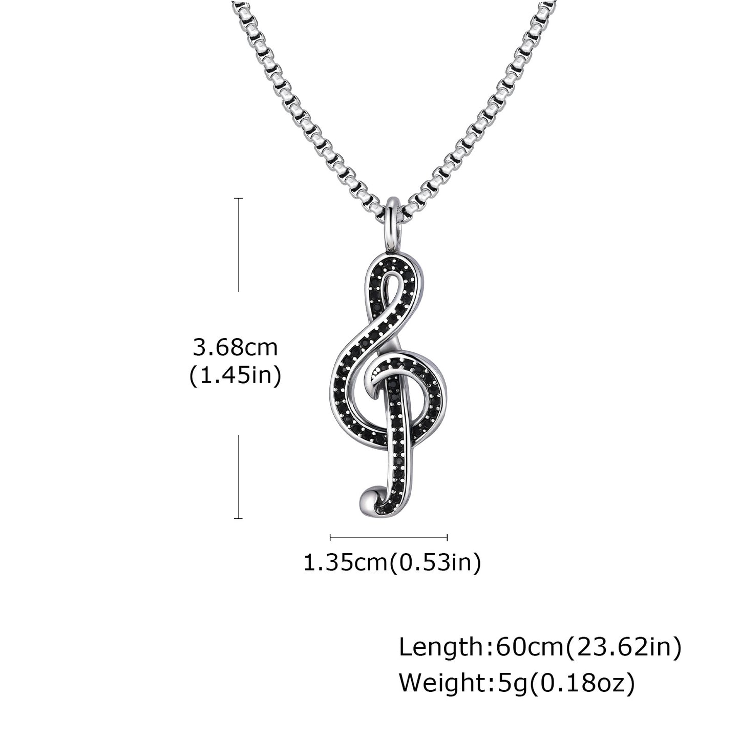Planderful Music Note Necklace Unisex Zircon Pendant
